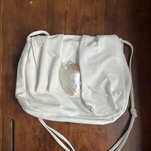 Handmade White Leather Seashell Bag